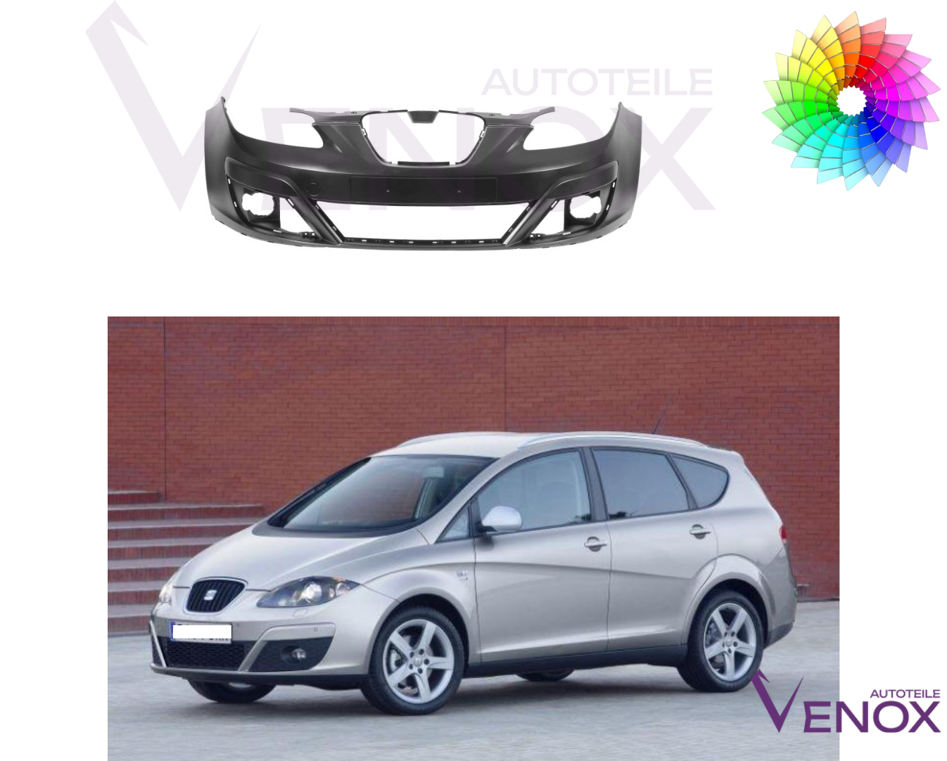 Voor Seat Altea 2009-2015 Voorbumper gespoten in de kleur van je keuze - Afbeelding 2