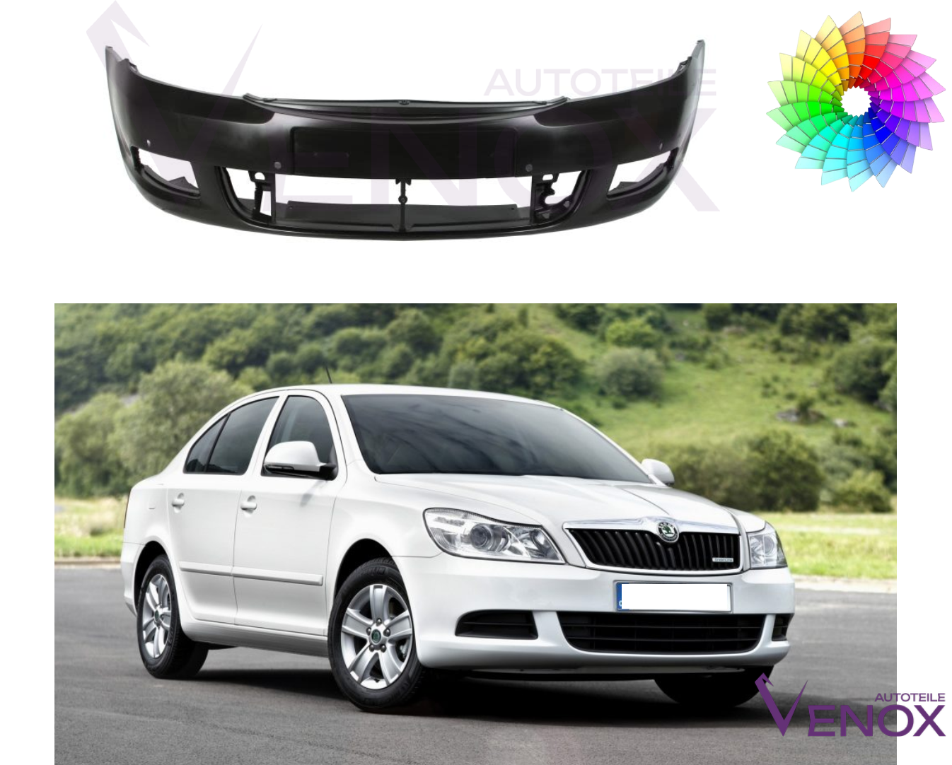 Voor Skoda Octavia 1Z PDC 2008-2013 Voorbumper gespoten in de gewenste kleur - Afbeelding 2