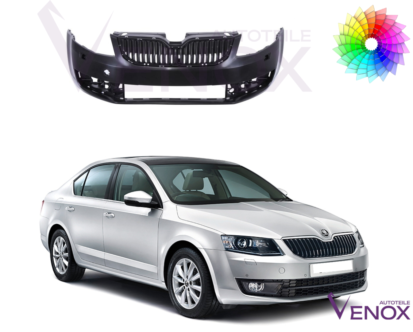 Voor Skoda Octavia 5E 2013-2017 Voorbumper SRA Gespoten in de gewenste kleur - Afbeelding 2