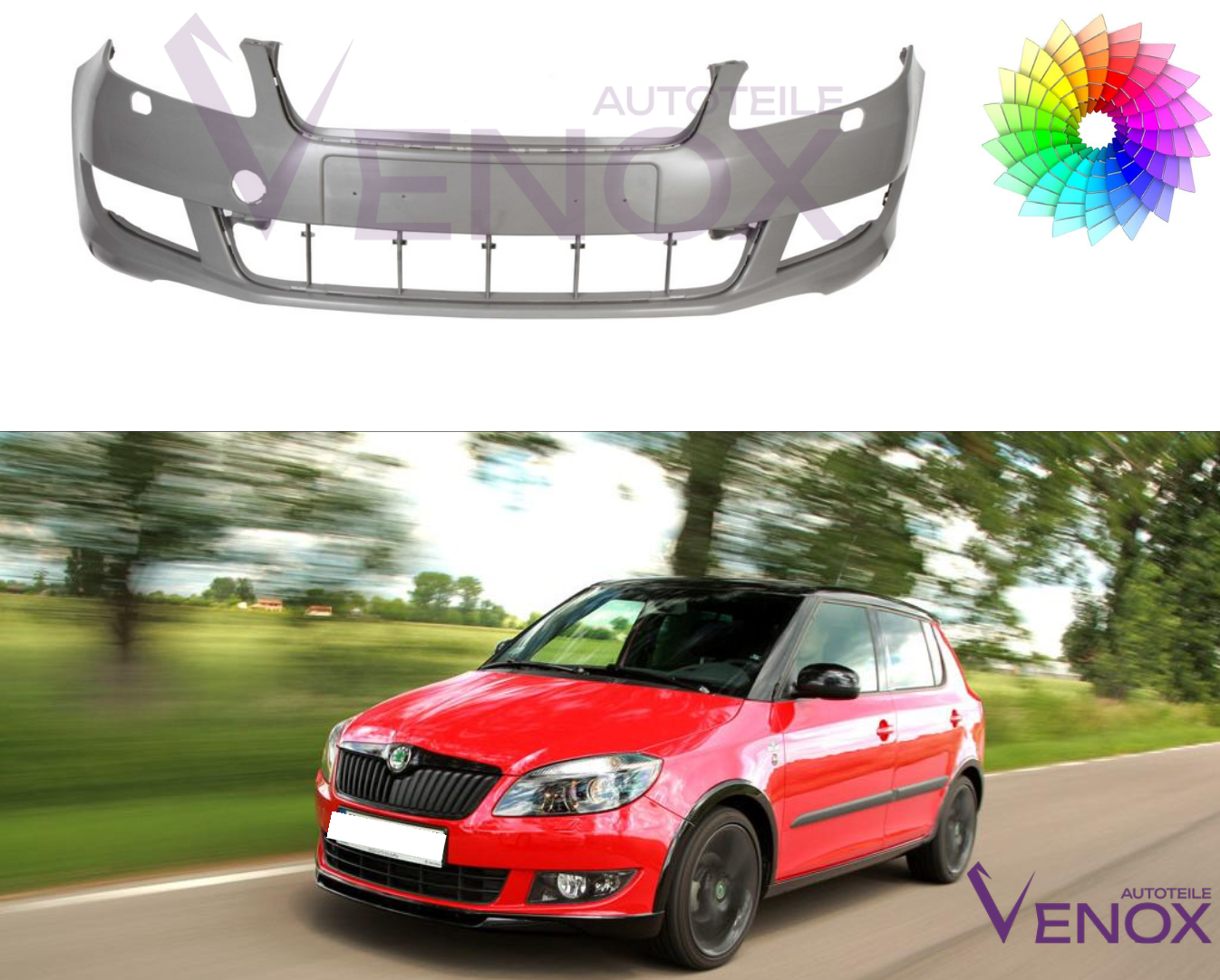 Voor Skoda Fabia Roomster 5J 10-15 Voorbumper SRA Gespoten in de gewenste kleur - Afbeelding 2