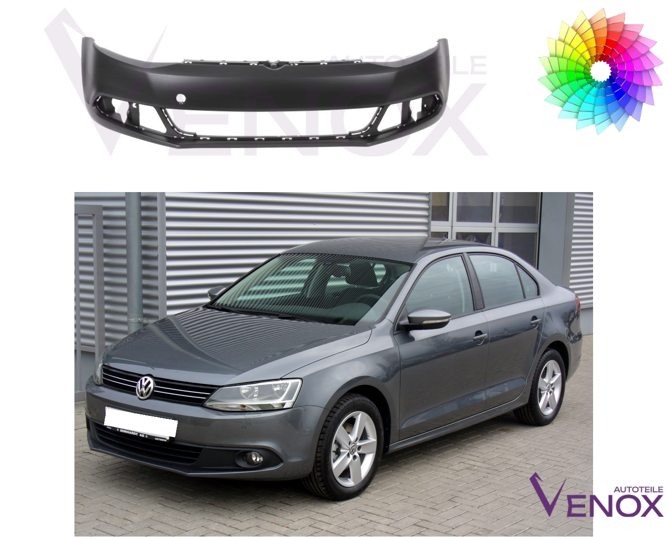 Voor VW Jetta 2010-2015 Voorbumper gespoten in de gewenste kleur - Afbeelding 2