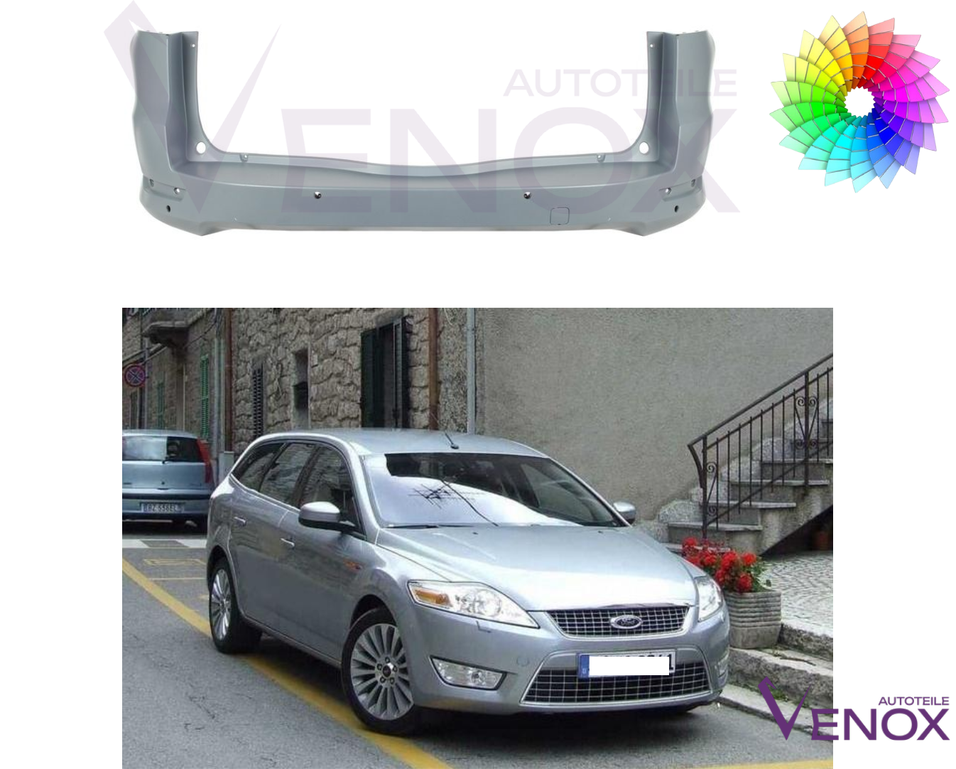 Zderzak Tyłł Ford Mondeo MK4 07-10 PDC Każdy Kolor - Afbeelding 2