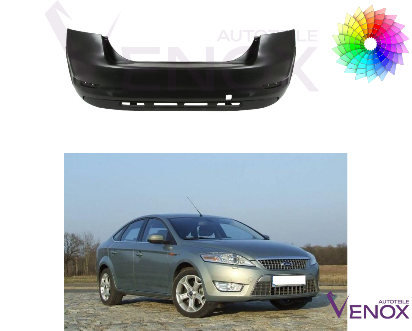Voor Ford Mondeo MK4 Sedan 07-10 Achterbumper gespoten in de gewenste kleur - Afbeelding 2