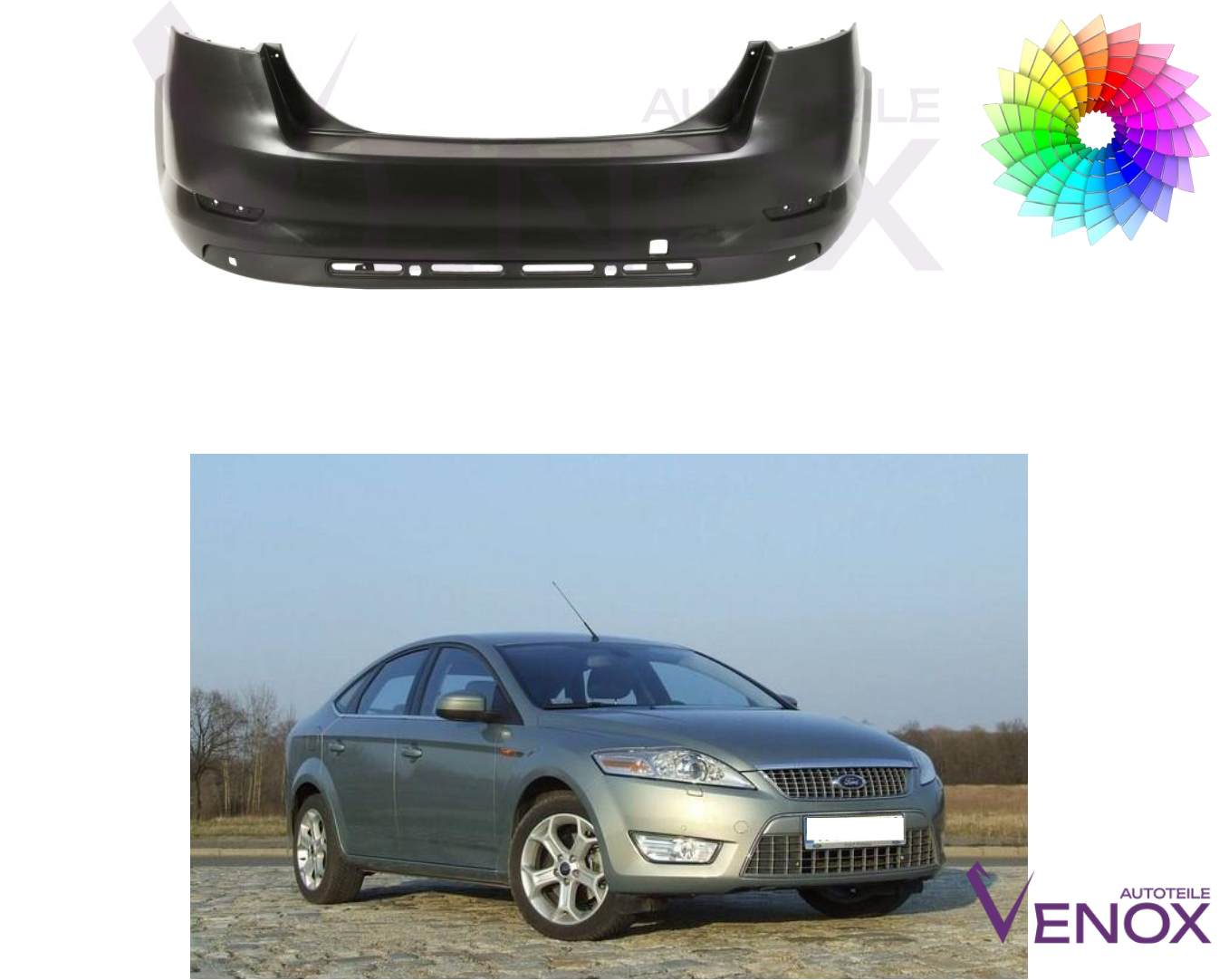 Voor Ford Mondeo MK4 Lim. PDC 07-10 Achterbumper gespoten in de gewenste kleur - Afbeelding 2