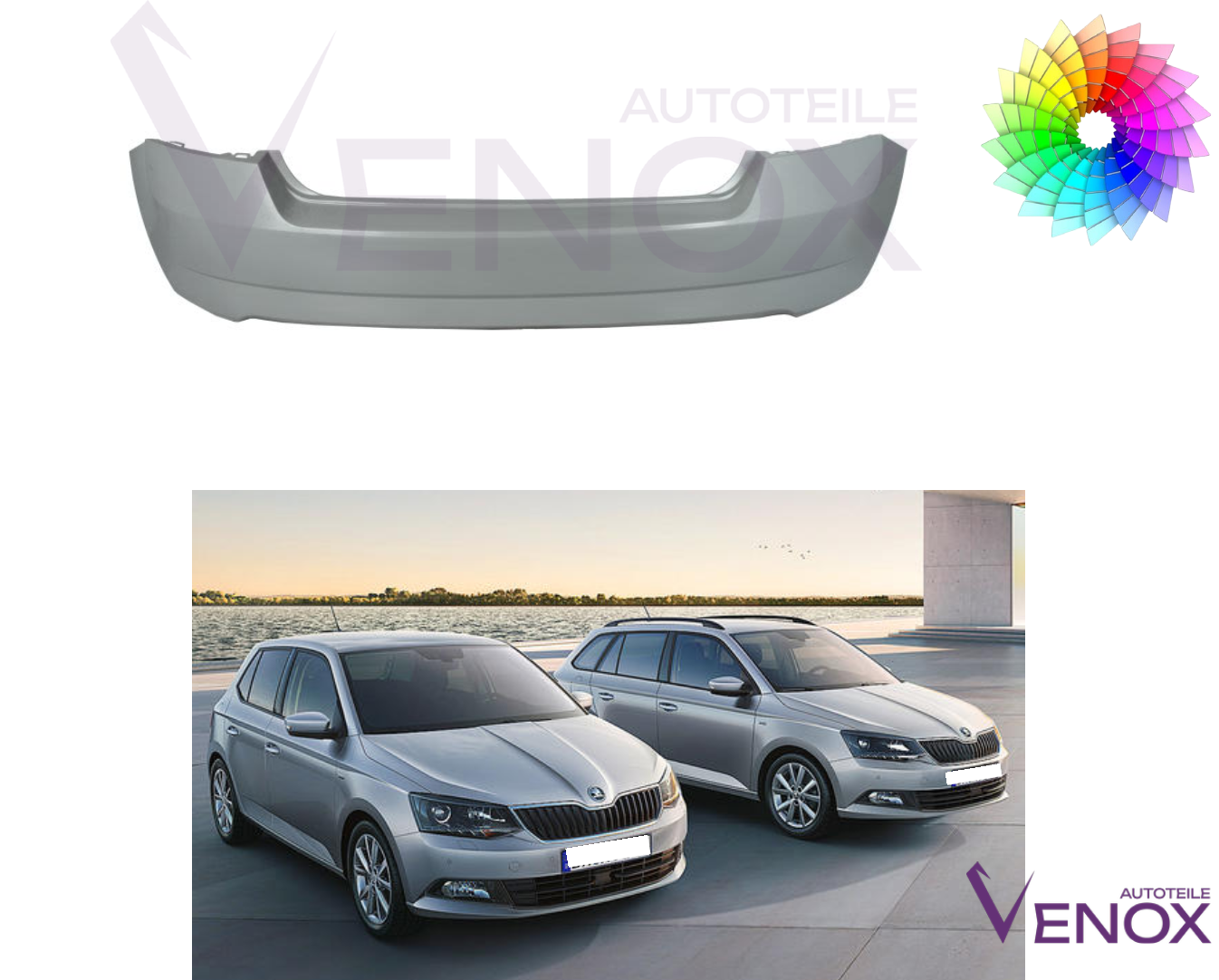 Voor Skoda Fabia HB III 14-18 Achterbumper gespoten in de gewenste kleur - Afbeelding 2