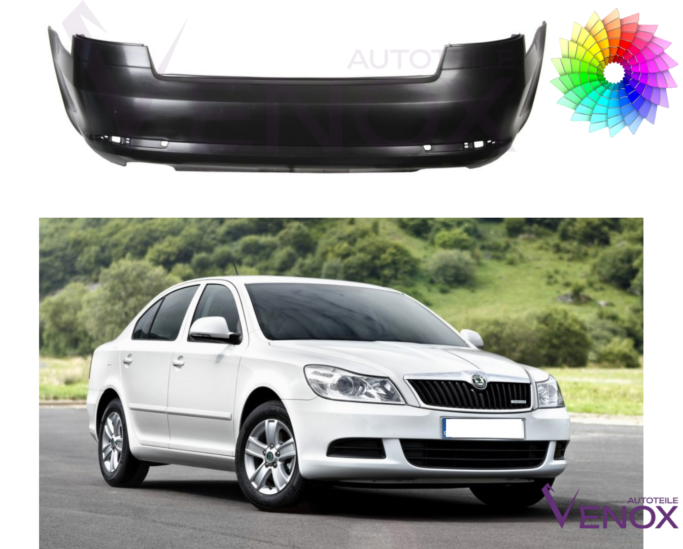 Voor Skoda Octavia 1Z 08-12 Achterbumper gespoten in de gewenste kleur - Afbeelding 2