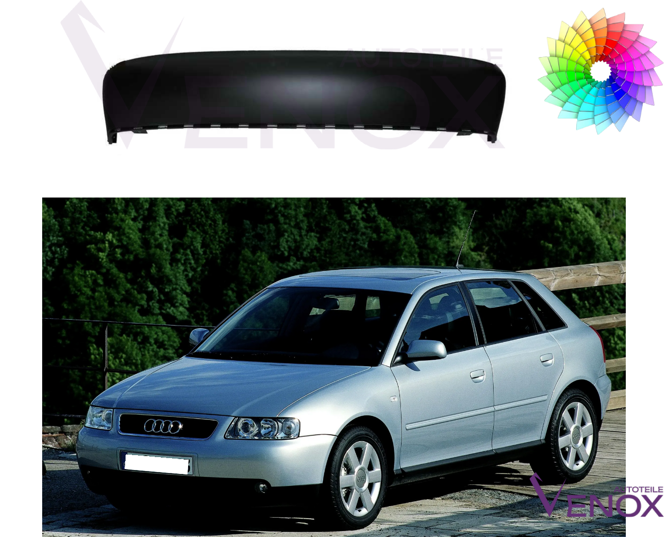 Voor Audi A3 2000-2003 Achterbumper gespoten in de kleur van je keuze - Afbeelding 2