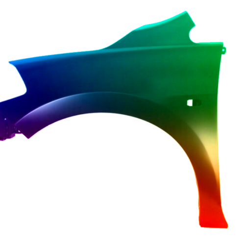 Spatbord links Nissan Tiida (C11X/SC11X) vanaf 2007 Gespoten in de gewenste kleur